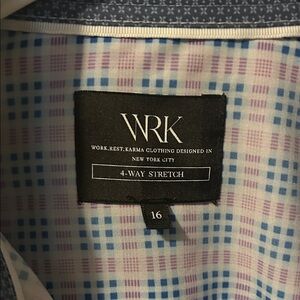 WRK brand Men's Blue & Light Purple Check Stretch Dress Shirt